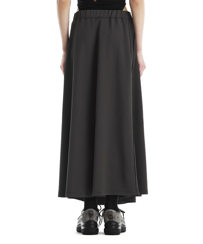 Teulimingbeodeu Double-Stripe Track Set-Up Skirt [ Charcoal ]