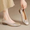 Herbst Frühling Damen Weiche Leder Ballerinas Runde Spitze Zum Hineinschlüpfen Komfortschuhe für Mütter Rutschfeste Sohle Leichte Freizeitschuhe