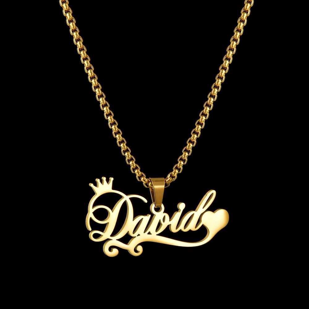Customized Names Pendant Necklace Stainless Steel Personalized Jewelry Cuban Thick Chain for Men Women Detachable Necklace Gift