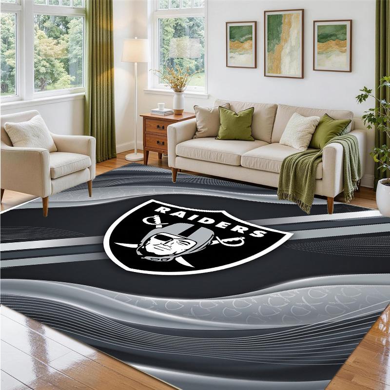 Las Vegas Raiders Design Crystal Velvet Rug Soft Decorative Mat for Bedroom Entrance