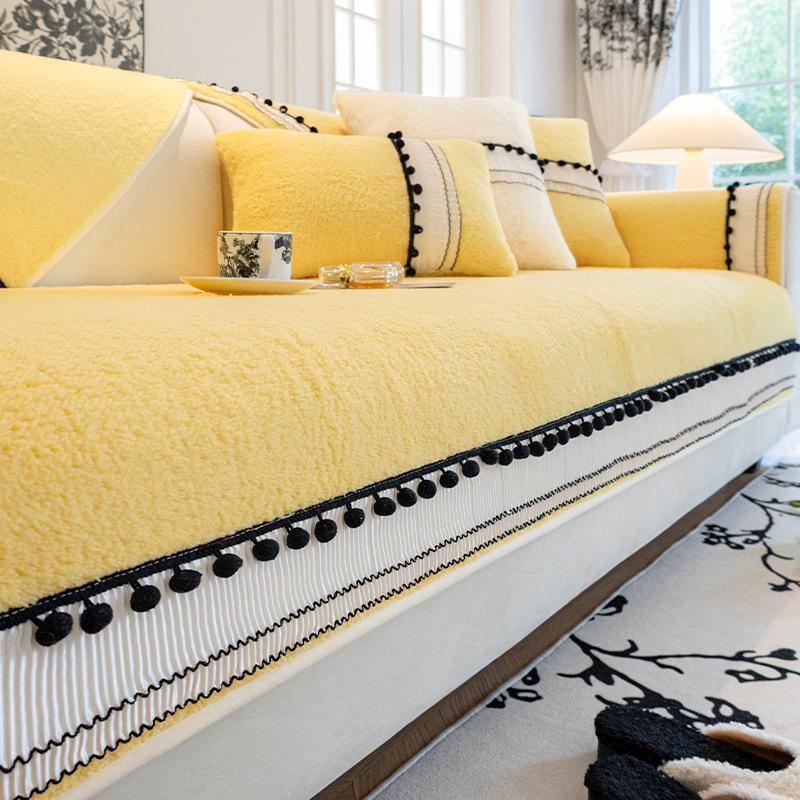 Winter Thickened Cotton Velvet Sofa Cushion 2024 New Non-Slip Seat Cushions Leather Sofa Cover Plush Cover Towel