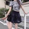 Women's Gray High-Waist Pleated Bow Skirt: Summer Slimming, Ant-Exposure Lantern Style