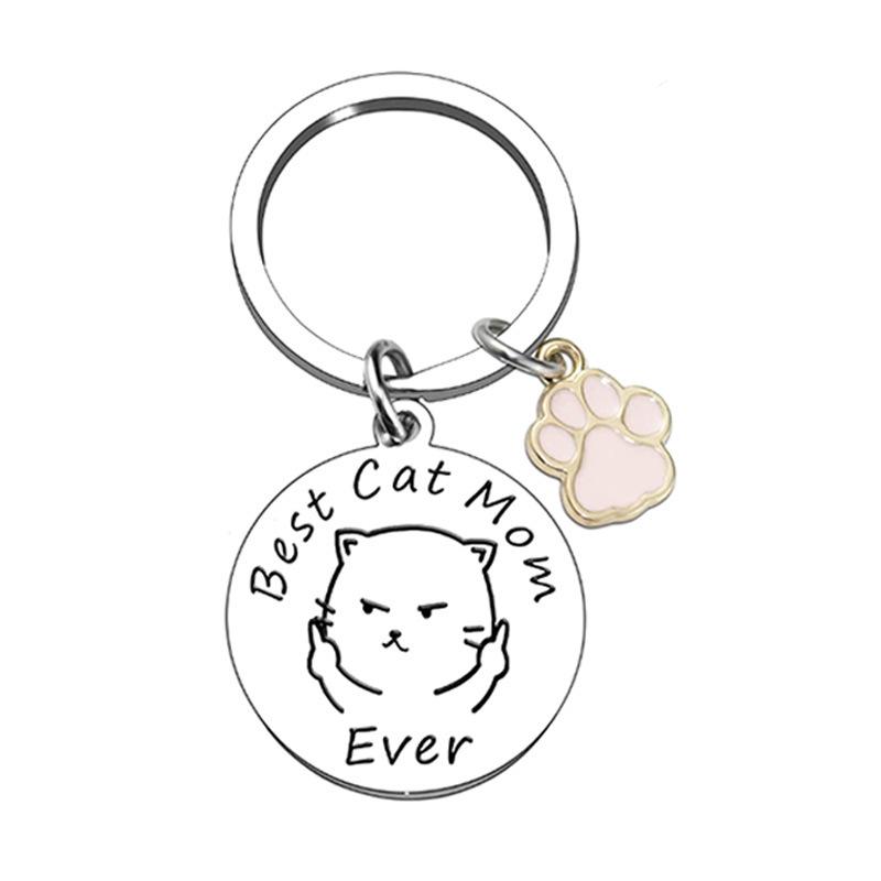 

Stainless Steel Dog Tag Cat Tag Best Dog Cat Mom Ever Cat Paw Accessory Stainless Steel Keychain for Backpack Bag Pendant 3*3CM