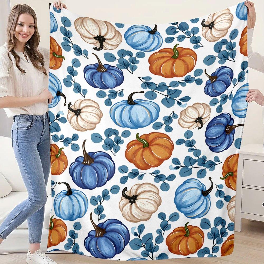 1pc Halloween Pumpkin Ghost Flannel Nap Blanket Printed Air Conditioning Blanket Holiday Party Sofa Throw