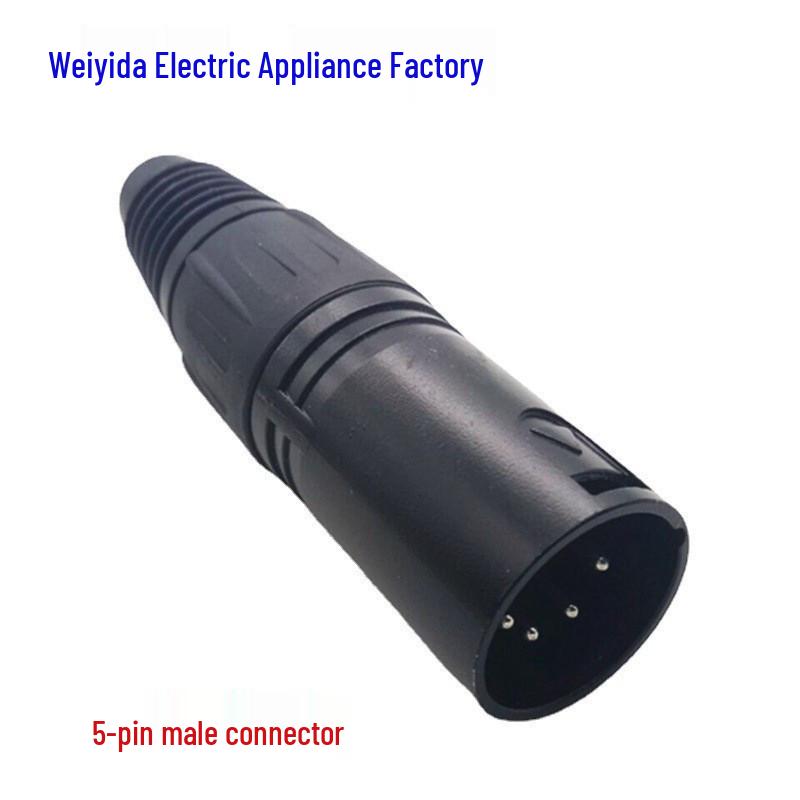 Silver-Plated Copper 5-Core XLR Male to Female Mixer Microphone Connector (Black)