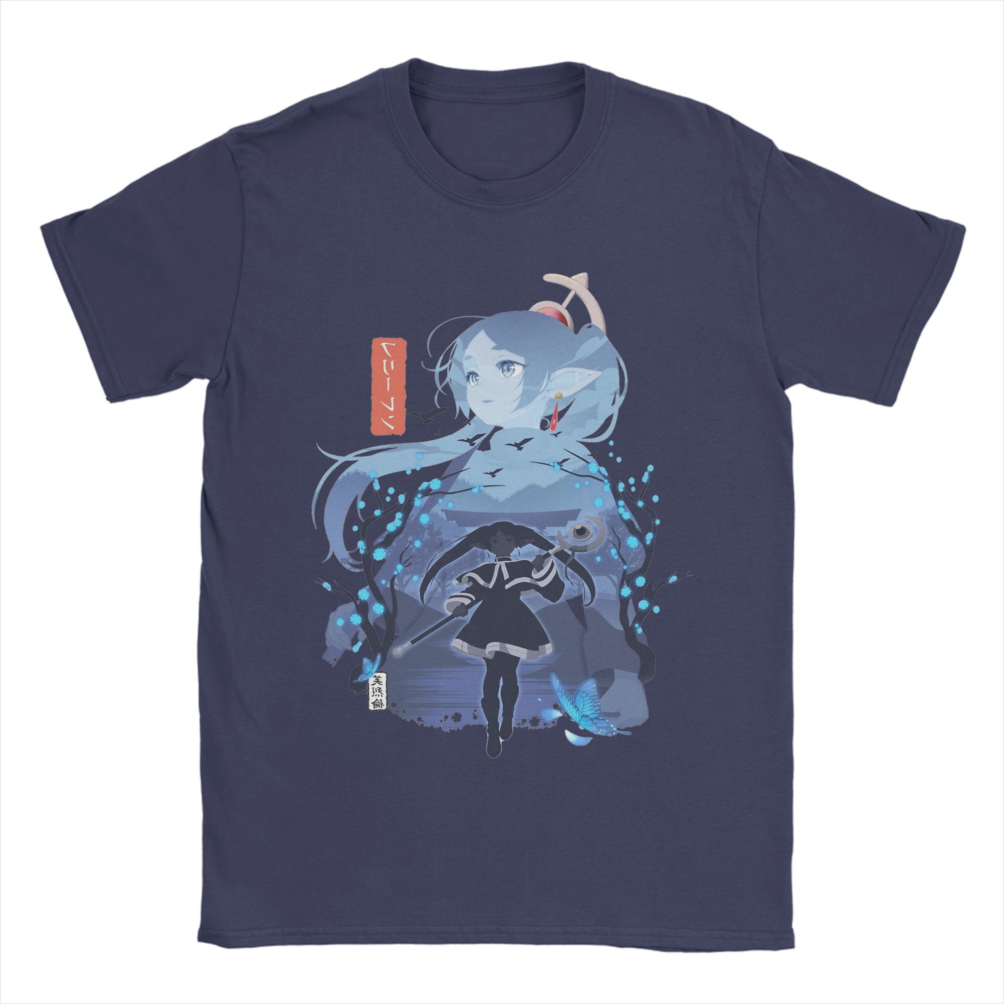 

Frieren Silhouette T-Shirt for Men Fashion Cotton Tee Shirt O Neck Short Sleeve T Shirts Printed Clothing XL