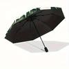 1pc Tropical Leaves Automatic Folding Umbrella, Portable & Foldable Design with 8 Ribs, Casual Outdoor Accessory Halloween and Christmas Gif