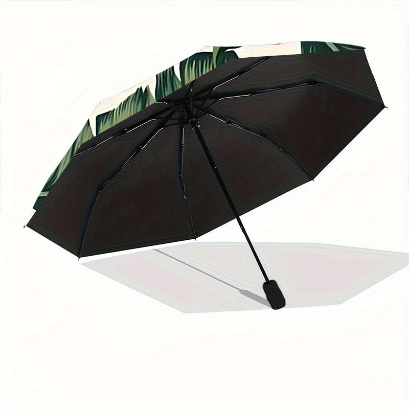 1pc Tropical Leaves Automatic Folding Umbrella, Portable & Foldable Design with 8 Ribs, Casual Outdoor Accessory Halloween and Christmas Gif