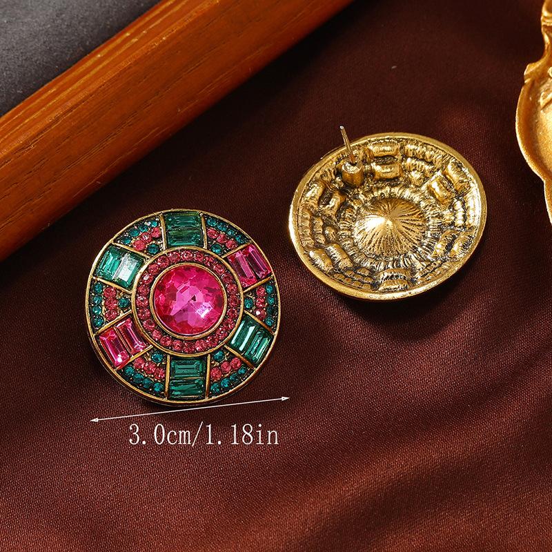 Retro Trend Diamond Necklace Earrings Set  For Women