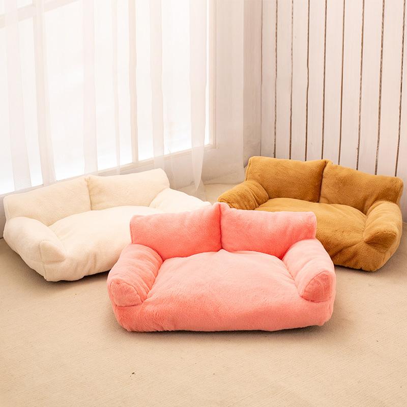 Winter Plush Sofa Pet Bed Thermal Insulation Cat Dog House Washable Removable Cover Wear Resistant Mat Durable Animal Cushion Comfortable Indoor Bed