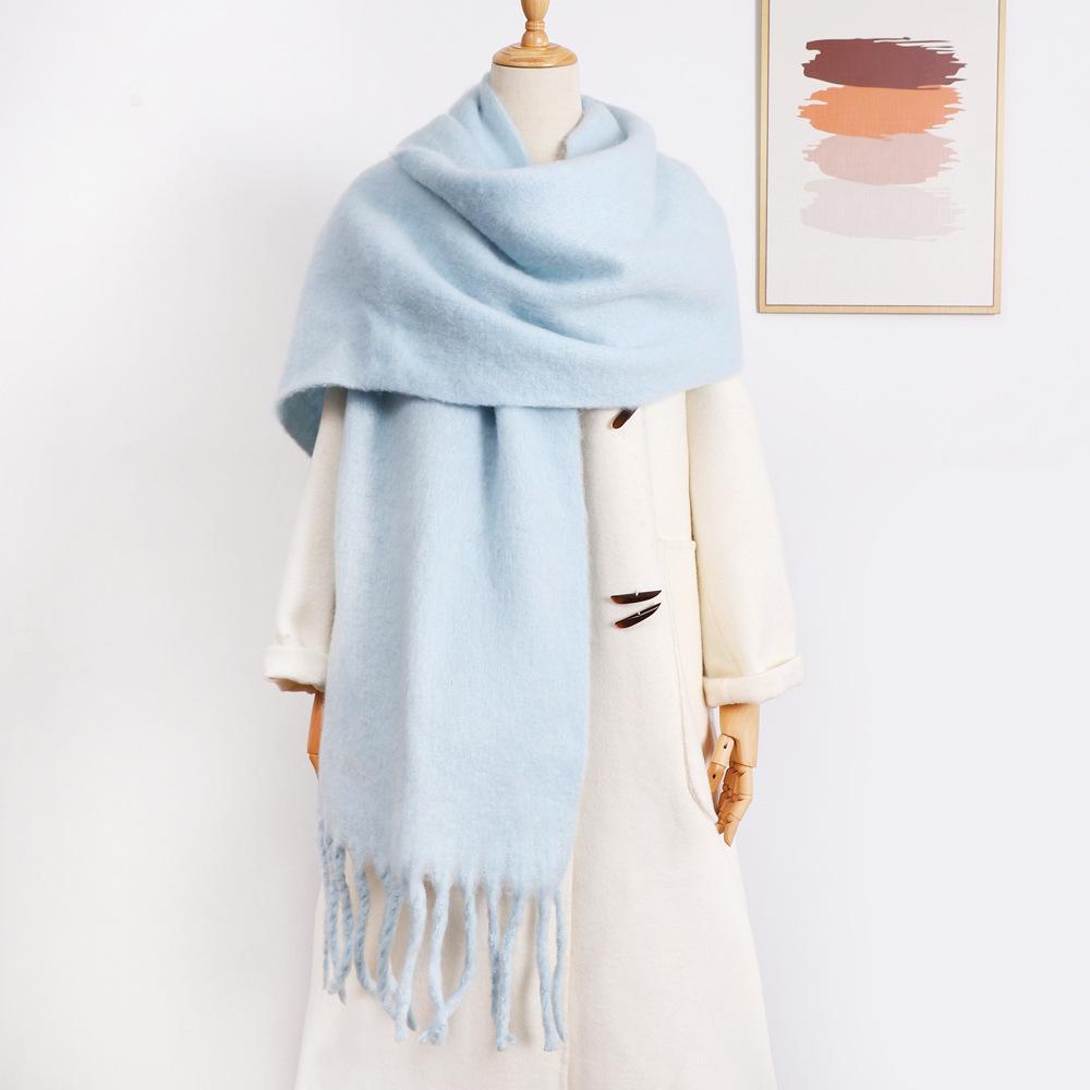 Winter Damen Neuer Haima Haar Imitationskaschmir Schal Vielseitig Premium Tragen Einfarbig Paar Klimaanlagen Schal Damen