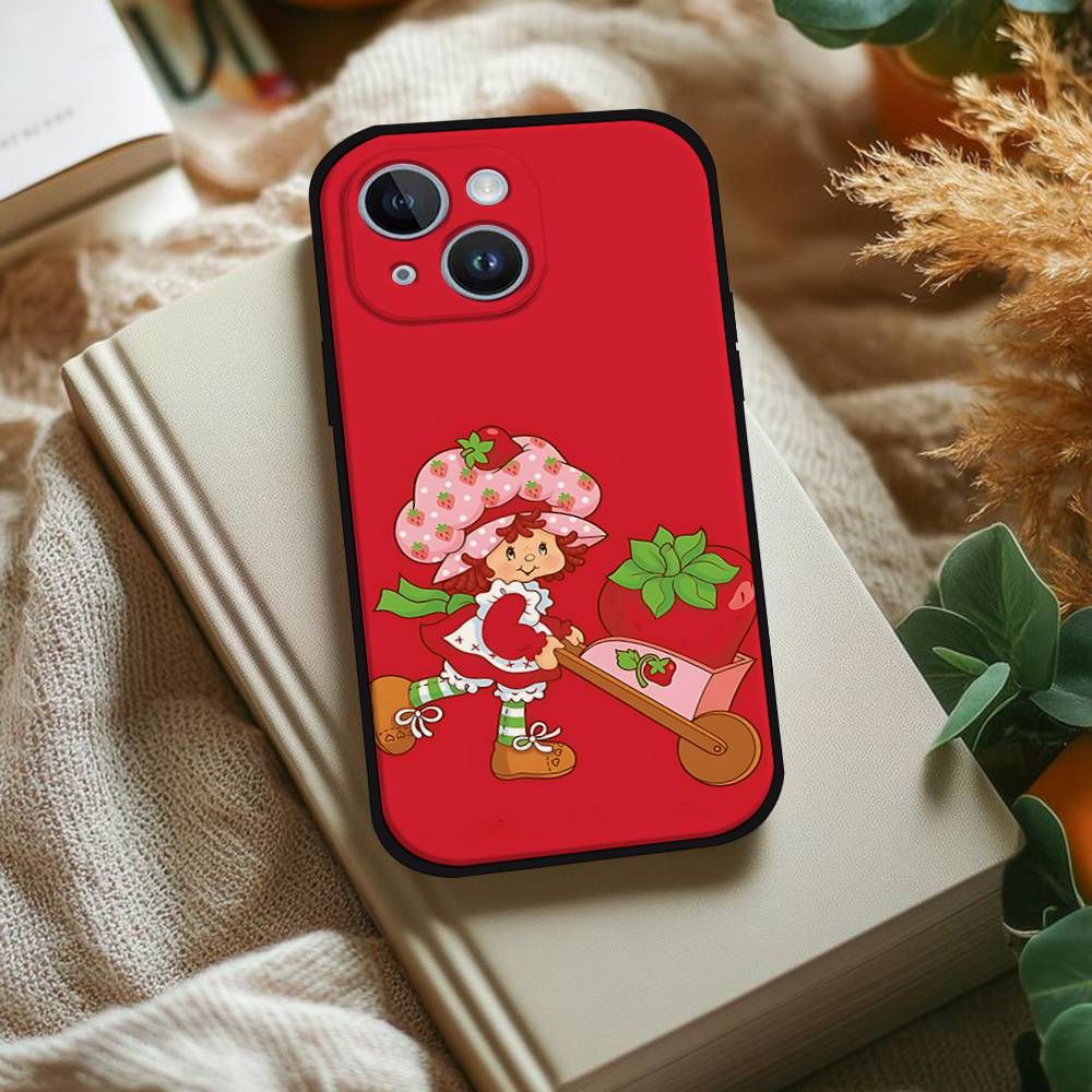Strawberry S-Shortcake Phone Case For IPhone 1716 15 14 13 Pro Max 11 12 Mini X Xs XR Black Silicone Cover
