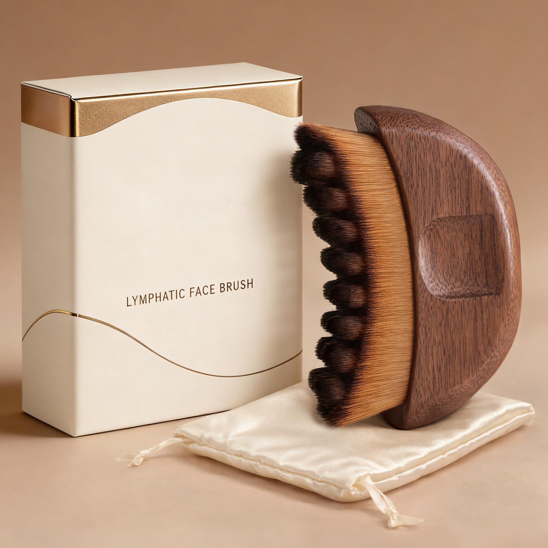 

New LymphaticContourFace Walnut Lymphatic Brush Contour Facial Brush Scraping Anti-puffiness слонова кістка