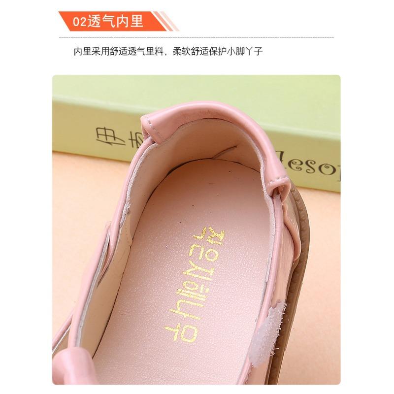 Girls Kids Black Princess Leather Shoes Korean British Style Soft Sole Flat Shoes