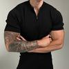 Men's O-neck T-shirt Casual Short Sleeve Solid Color T-Shirt Half-zip Draped Basic Tee Shirt Summer Top for Sports Gym Travel Office Daily Wear