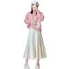 Autumn/Winter High-Waisted Knit Pleated Maternity Skirt - Trendy, Slimming, Age-Reducing Long Skirt with Large Hem