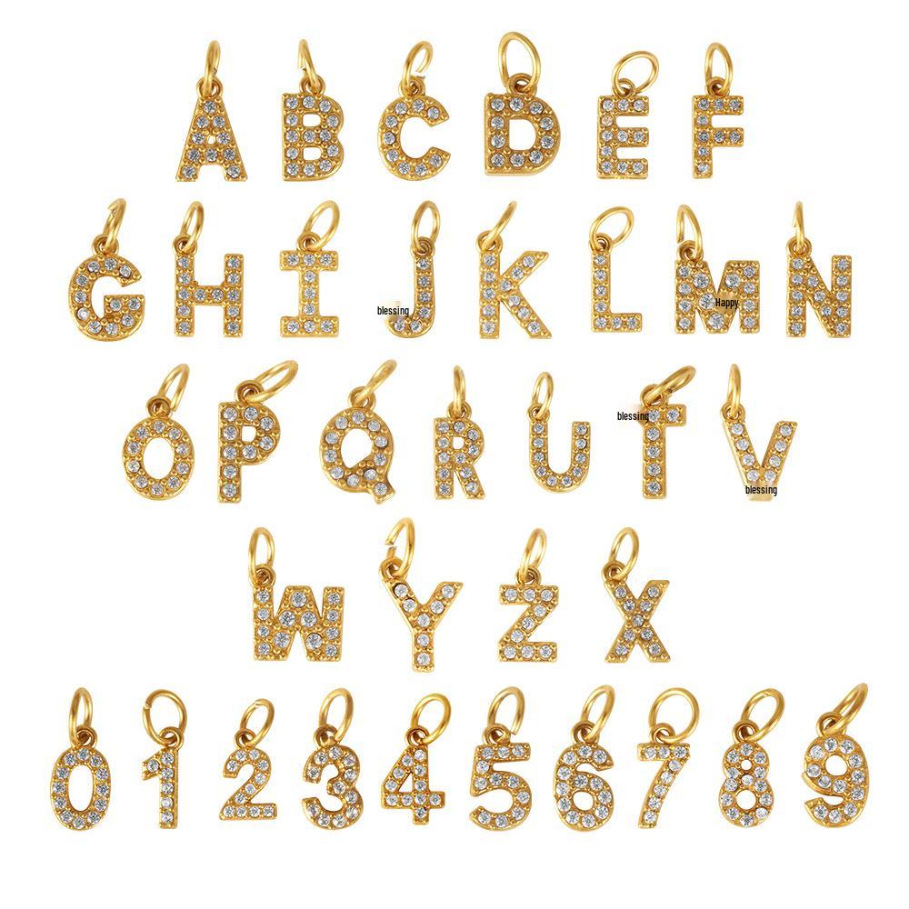 26 English Letter Rhinestone Pendants: European & American Style, 304 Stainless Steel, DIY Earring Accessories