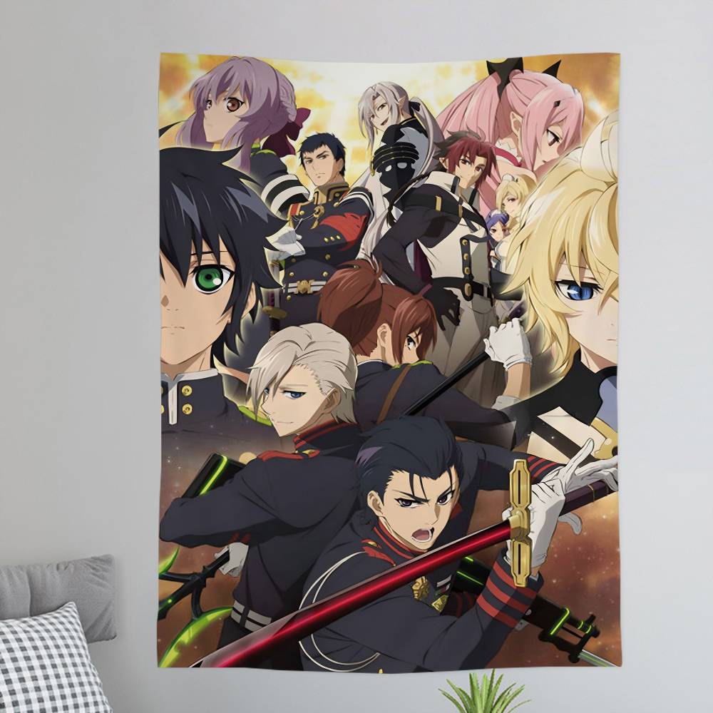 Seraph of the End Yuichiro Hyakuya Asuramaru Wall Tapestry of the Demon Pair Room Decor for Shonen Anime Supernatural Fans