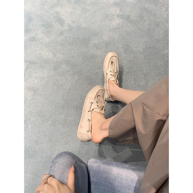 Verze z hovězí kůže~ Britský styl malé kožené boty dámské ploché mokasíny staré retro špinavé boty jednopřezkové kožené jednoboty