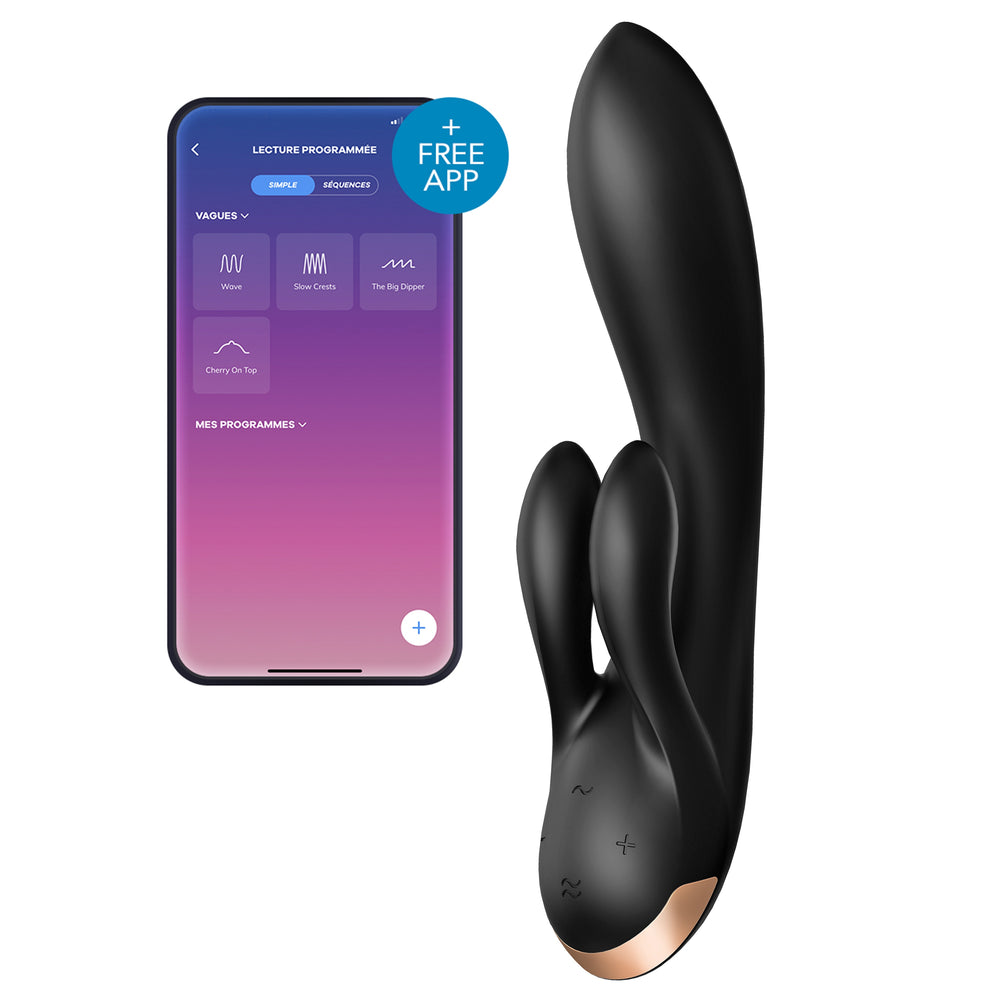 Vibro Rabbit connecté Double Flex Satisfyer 20cm Noir - Satisfyer - Vibromasseurs Design