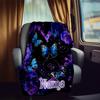 Floral Butterflies Roses Customize Your Name Rv Blanket Soft Comfortable Lightweight Perfect For Travel Camping Picnics Sofa Rv Bed Living Room Ideal