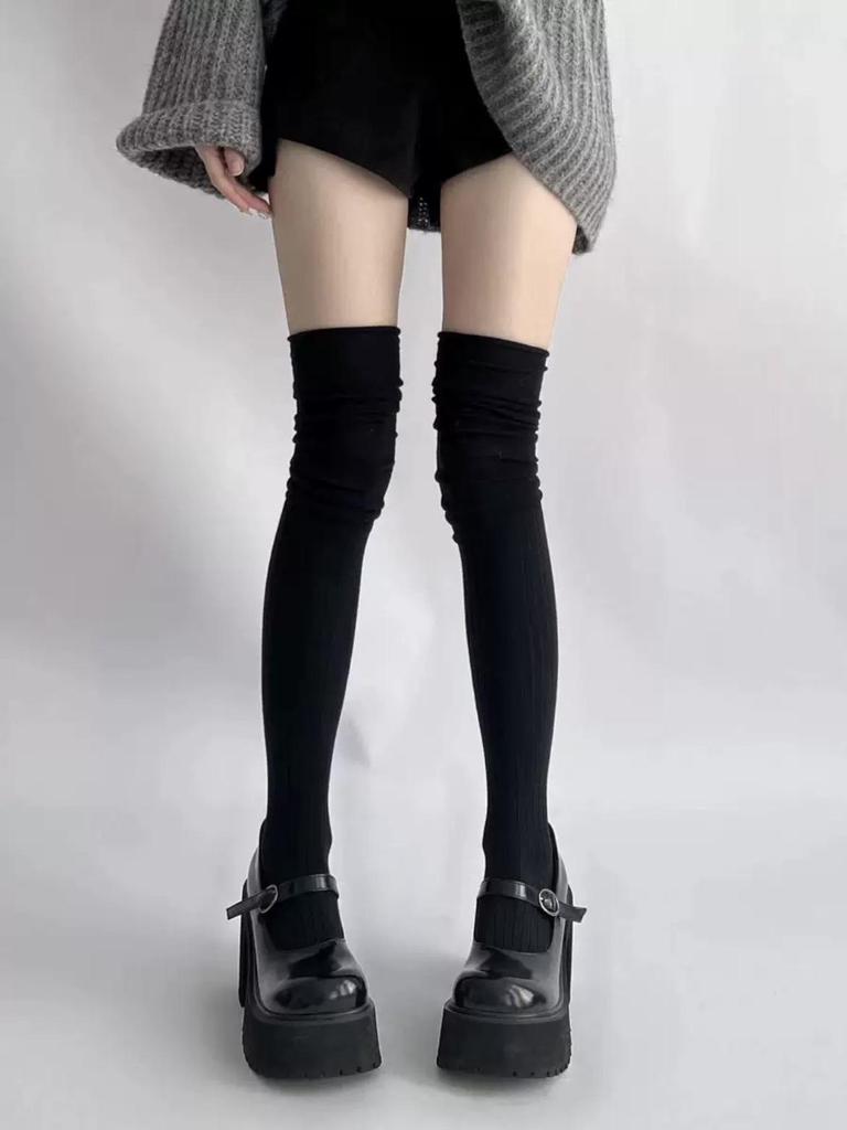 Korean Style Women's Over-the-Knee Preppy Leg Warmers - Trendy Autumn/Winter Calf Socks