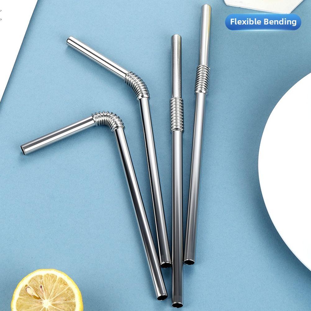 4pcs Flexible 304 Stainless Steel Straws Bendable Reusable Metal Straw For Cup Mug Home Outdoor Travel Kitchen Dining Set