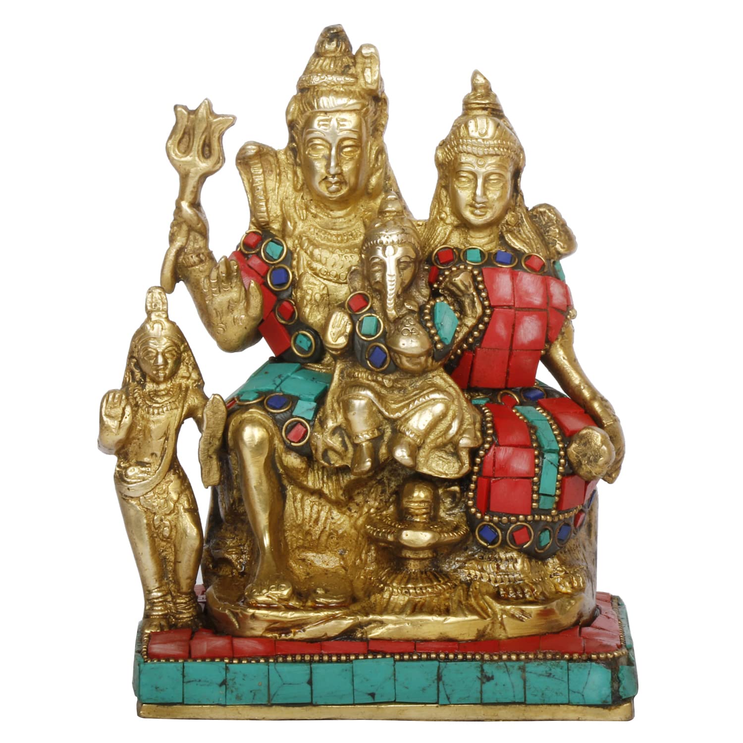 

Pure Brass Shiv Family Shiva Parvati Ganesh & Kartikeya Shiv Pariwar Statue