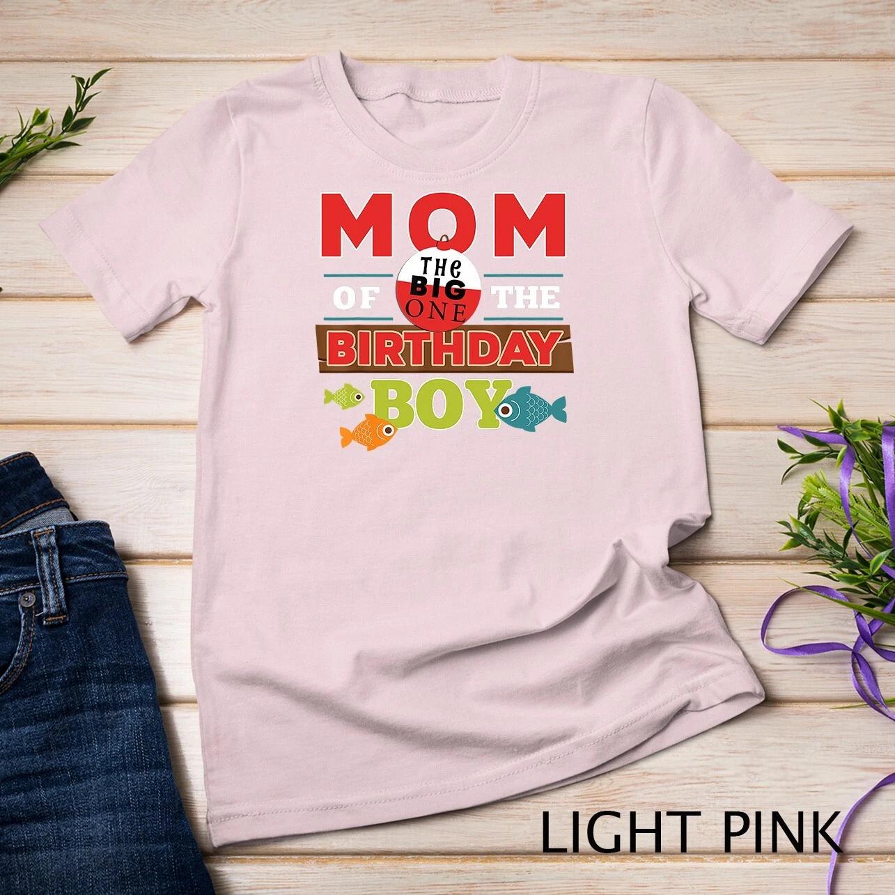 Big One Fishing Theme Mom of the Birthday Boy Unisex T-shirt 7 S