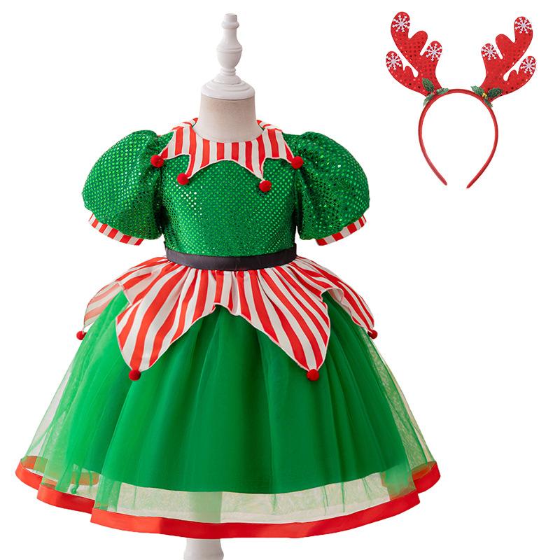 Girls Dress Santa Claus Snowflake Skirt Children's Skirt Cartoon Princess Dress Christmas Costumes
