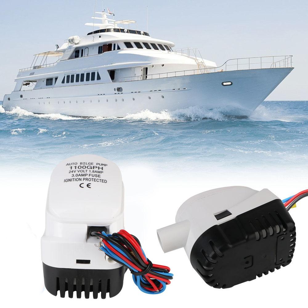 Volt Yacht Boat Outdoor with Fuse DC 12V/24V Auto Motor Seaplane Small Submersible Water Electric Pump Automatic Boat Bilge Pump 1100GPH