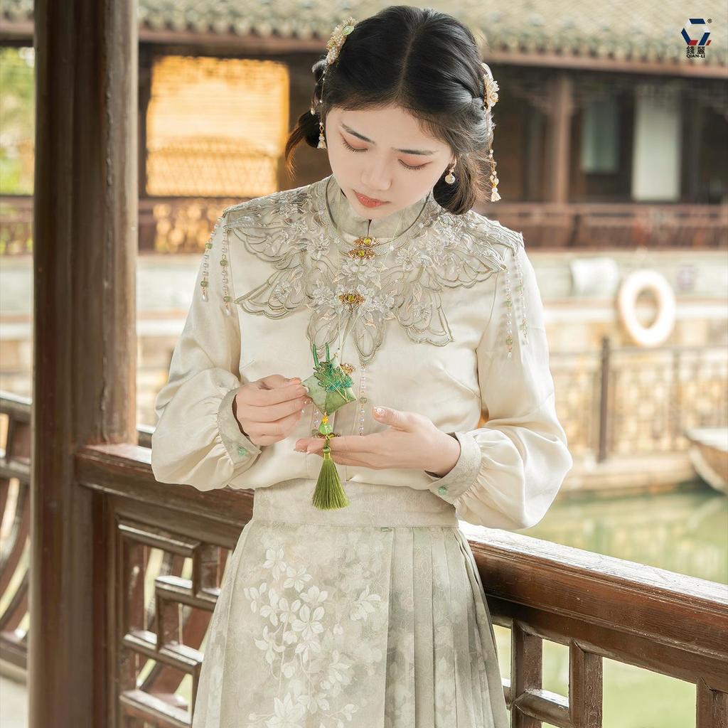 [Lisun] Dragon Boat Festival Embroidered Lotus Scented Sachet - Triangle Mugwort Leaf Zongzi Fragrance Bag