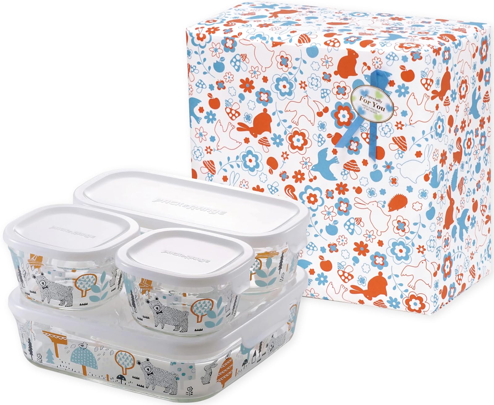 

iwaki Glass Airtight Container Kato Mori no Naka System Set Mini Pack Microwave Gift for Baby Wedding Gift (Iwaki) [Gift Set] Heat-Resistant Shinji