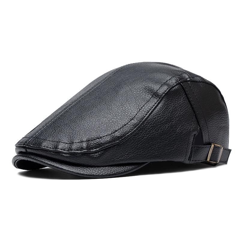 Men's Imitation Sheepskin Duckbill Cap - Stylish Korean, Middle-Aged & Elderly Newsboy Beret for Autumn/Winter.