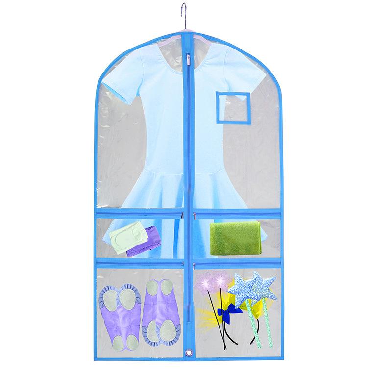 

Прозрачные танцевальные сумки для одежды для танцоров с 4 карманами, 40-дюймовая детская танцевальная сумка для одежды для путешествий и танцевальных соревнований синий