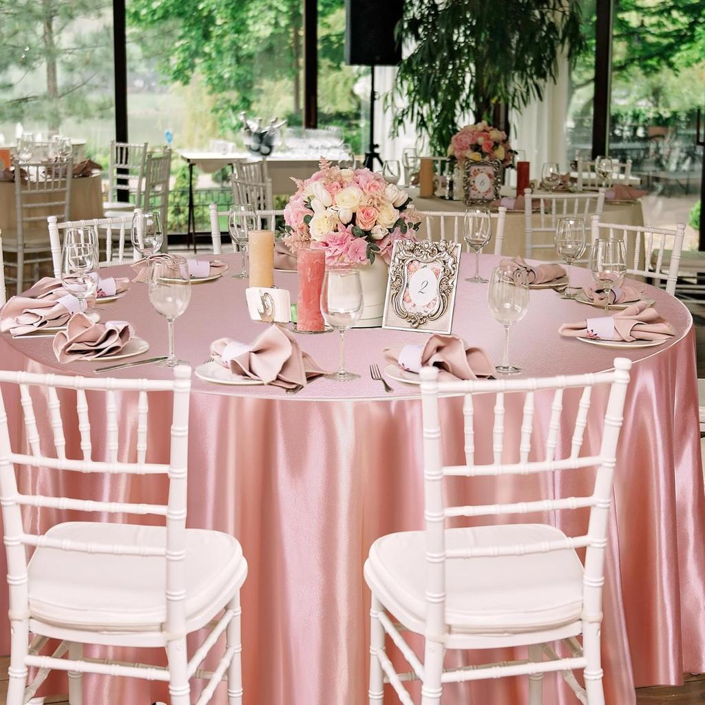Round Table Cloth Satin Table Cover Gold Polyester for Wedding/Banquet/Restaurant -Silky Satin Dining Soft Table Decorations