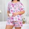 Plus Size Pajamas Women's Short Sleeve Round Neck Loose Homewear