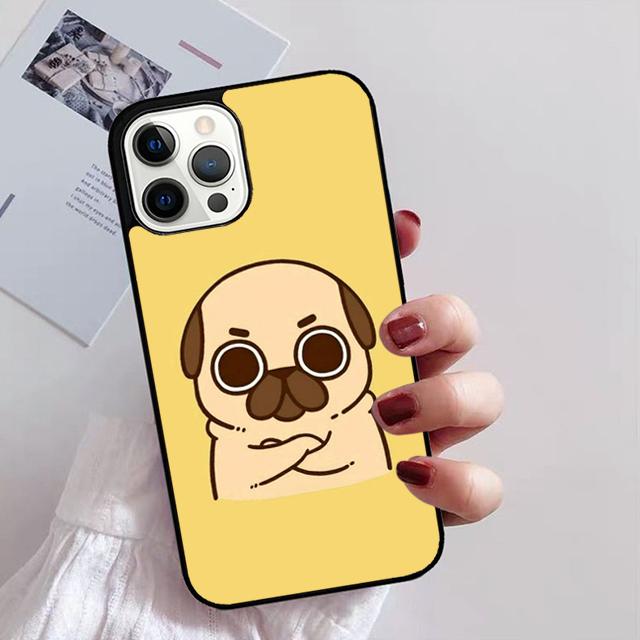 Pug Dog Funny Cartoon Phone Case for iPhone 11 12 13 14 Pro Max Mini XR XS SE 2020 6 7 8 Plus Samsung S21 S22 Coque Fundas