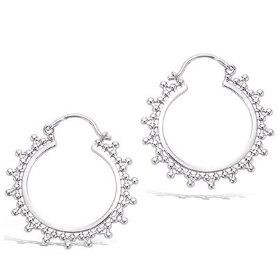 [R3785] - Rhodium-plated Silver 'Cleopatra' Hoop Earrings - 20 Mm 5 Mm