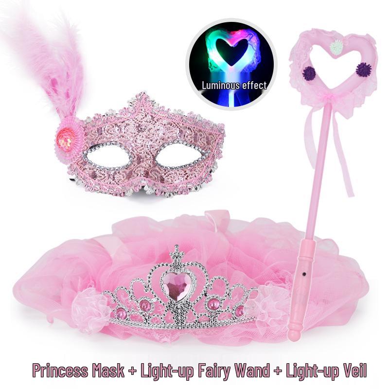 Princess Masquerade Mask for Girls - Halloween Veil and Party Dress-Up Toy