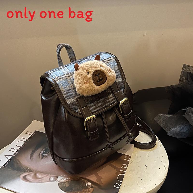 Retro Checkered Womens Backpack Made Of Pu Leather For Street Style And Travel