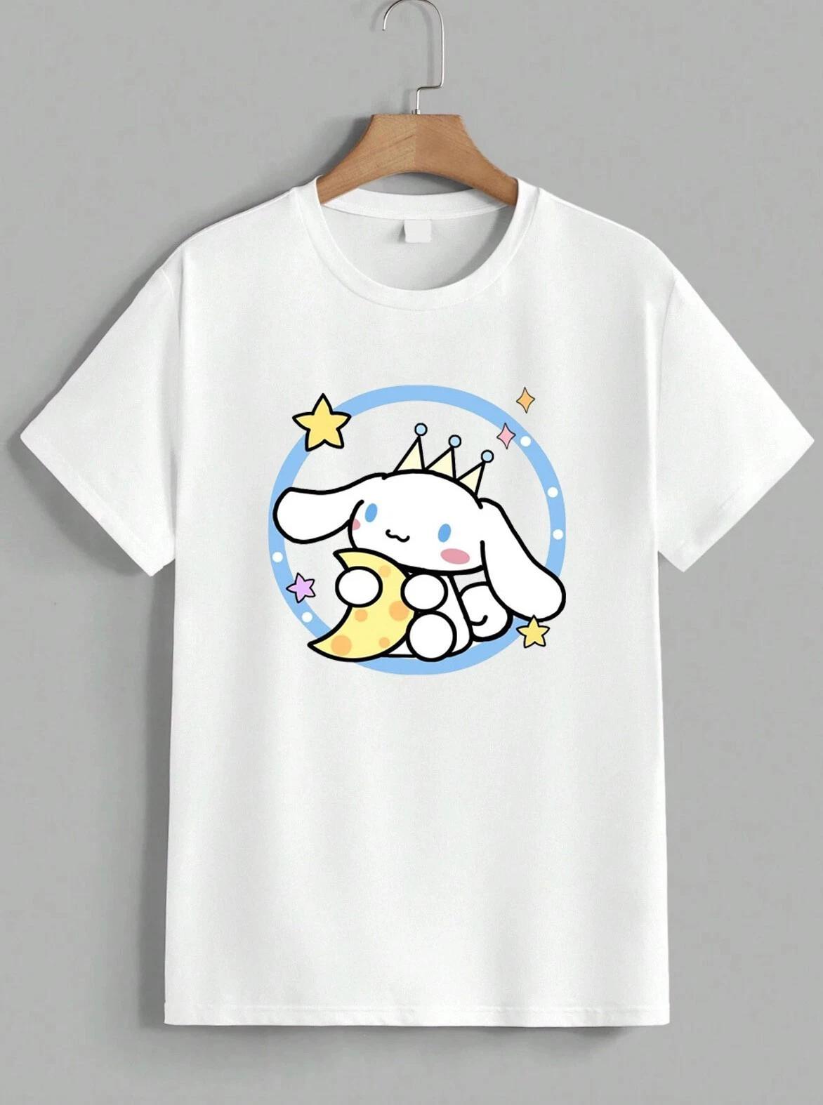 Cinnamoroll T-Shirt Cute Sanrio Dog Moon Stars Graphic Tee Kawaii Gift Unisex XS