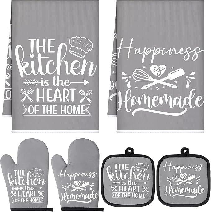 Cotton Thickened Oven Insulated Gloves Insulated Placemat Thickened Absorbent Kitchen Towel Kitchen Baking Set
