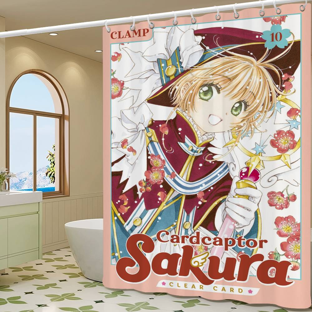 Anime Cardcaptor Sakura Duschdraperi Sommar Strand Badrum Dekorativt Duschdraperi, Vattentätt