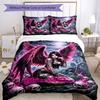 3pcs Custom Name Gothic Angel Skulls Night Bedding Set Printed Bedding Set Duvet Cover Closure Includes 1 Duvet Cover & 2 Pillowcases Bedroom Decor
