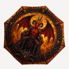 Demon Throne Hell pattern umbrella, portable and foldable design, 8 ribs, a casual accessory for Halloween, Christmas, and birthday gifts.