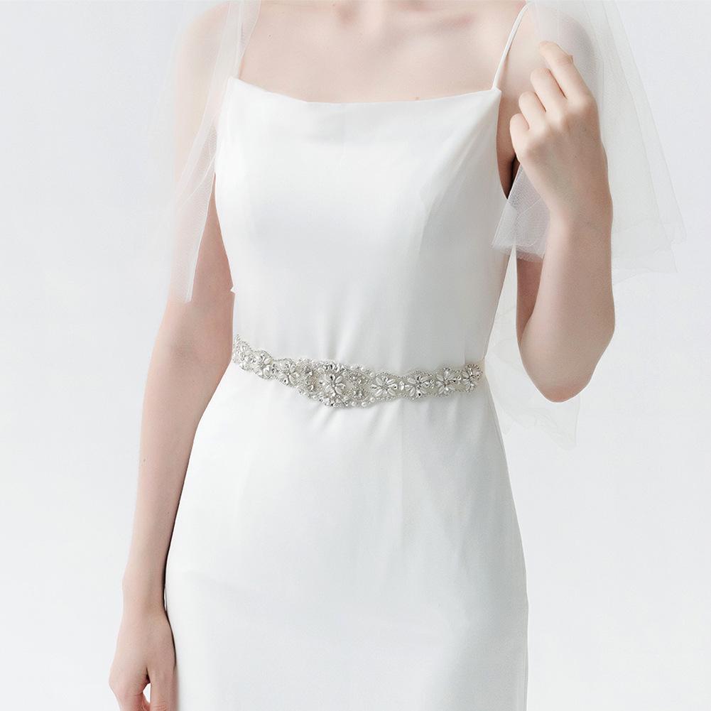 Elegant Rhinestone Pearl Bridal Belt for Wedding & Evening Dresses