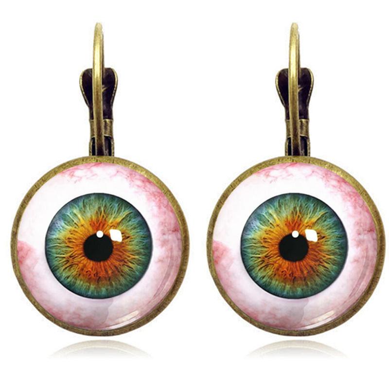 Helle Farbe Glas Cabochon Evil Eye Ohrstecker Modeschmuck Trendy Tier Auge Frauen Charms Französisch Ohrring