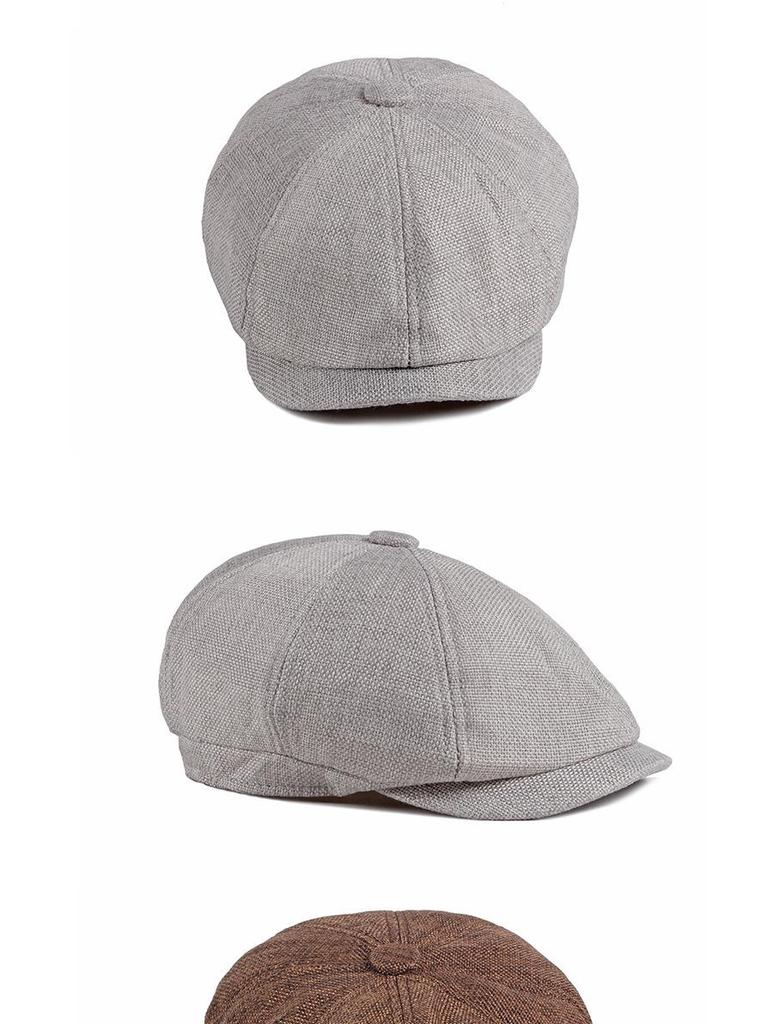 Men's Octagonal Beret: Spring/Summer Linen-Like Duckbill Cap, Retro Casual Unisex Hat