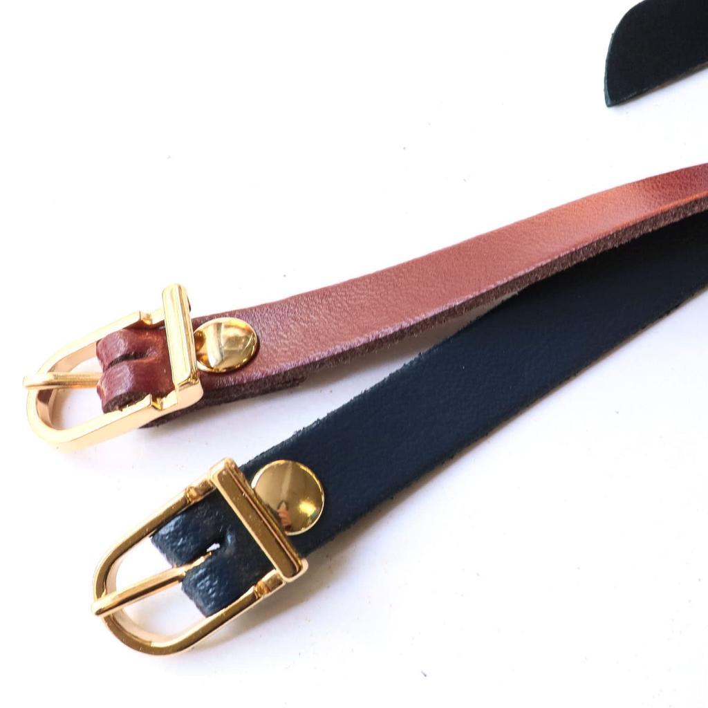 Nippon Chuko Genuine Leather Shoulder Gold Narrow Navy Craft Bag Shoulder Strap Strap, Water-Repellent, Hardware, Width, 12mm, Blue, KT60-G-N,
